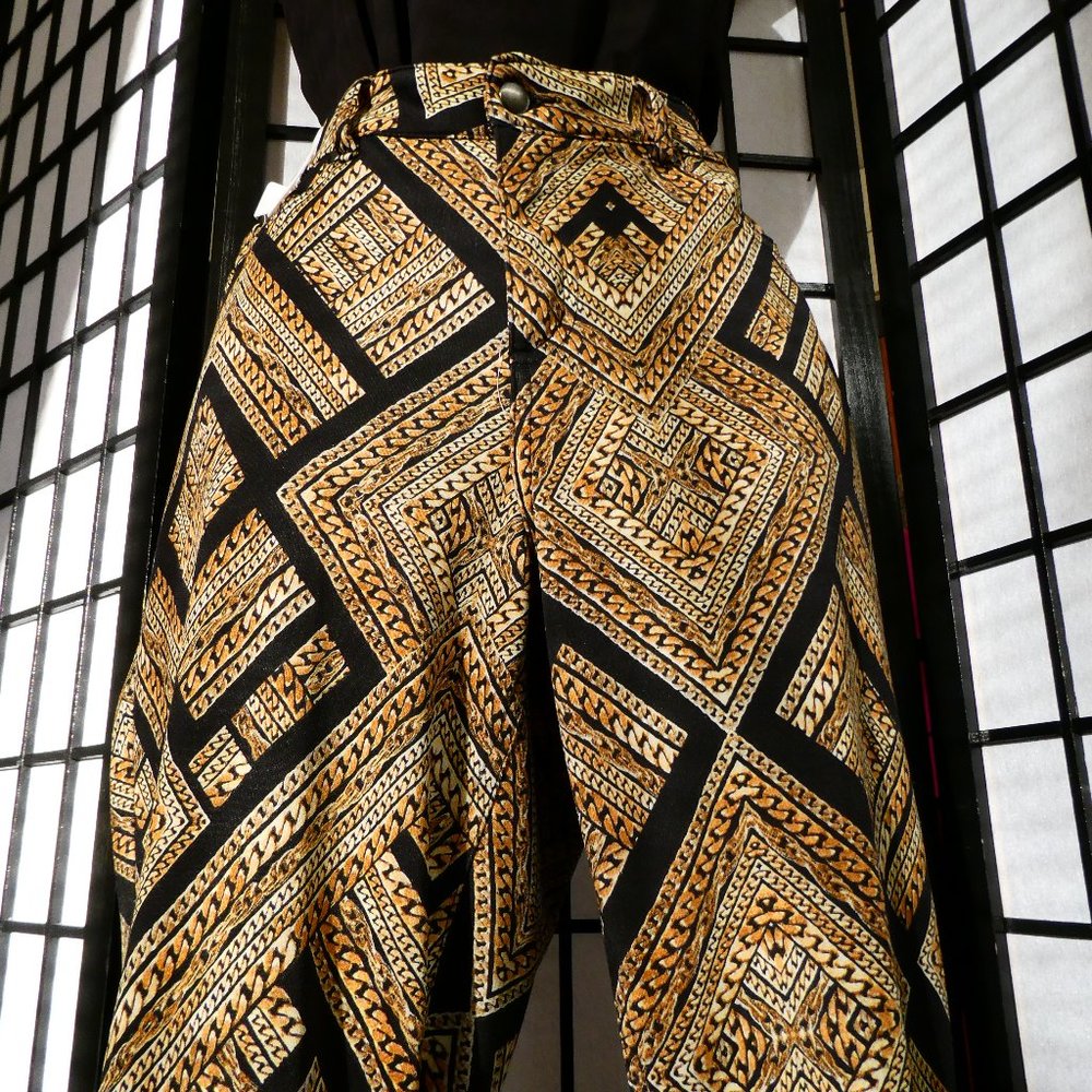 stretch black gold chain pants 2X